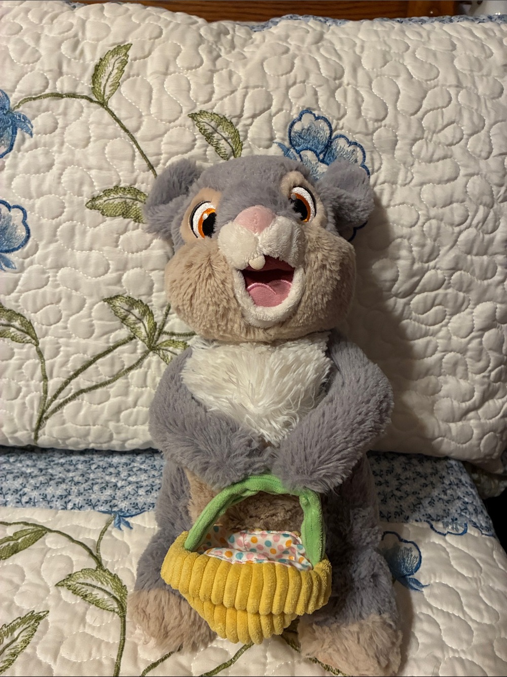 Disney Gray Thumper Plush with Yellow Basket